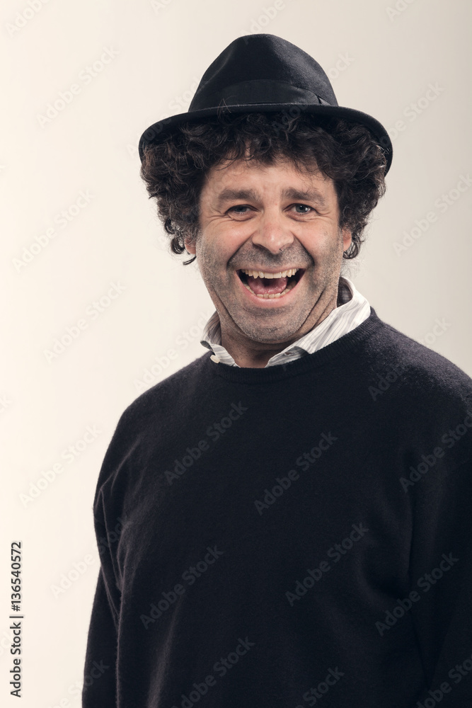 Smiling man with a black hat Smiling man with a black hat