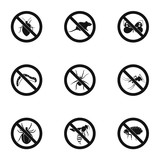No insects icons set, simple style