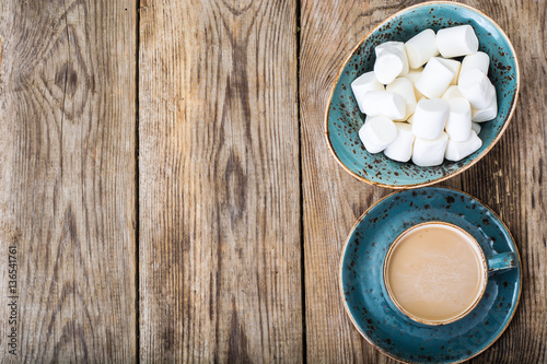 White marshmallow and coffee with milk