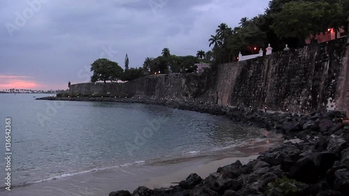 The Walls of the Old San Juan City at Sunset along Paseo de la Princesa photo