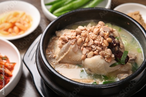 fermented soybeans chicken soup. cheonggukjang samgyetang	