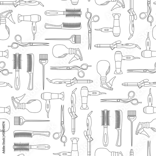 Vector seamless pattern of hairdressing line equipment