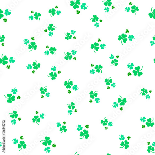 Seamless white pattern of leaf clover. St.Patrick s Day. Vector illustration