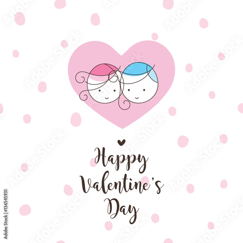 Valentine's card with copy space. Greeting card template. Seamless pattern at the background.