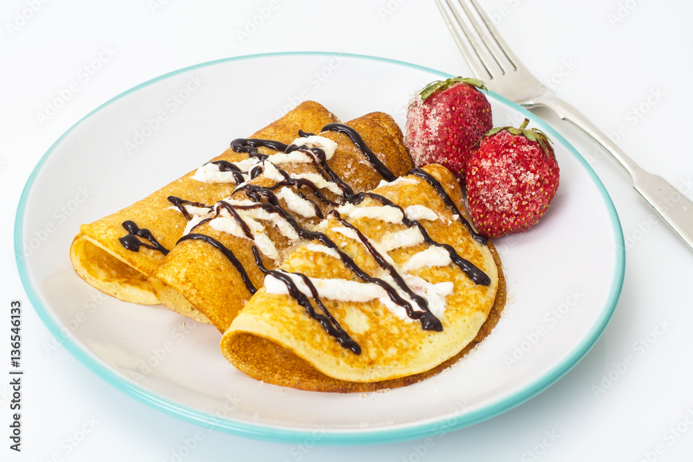Pancake with chocolate and butter cream Pancake with chocolate and butter cream