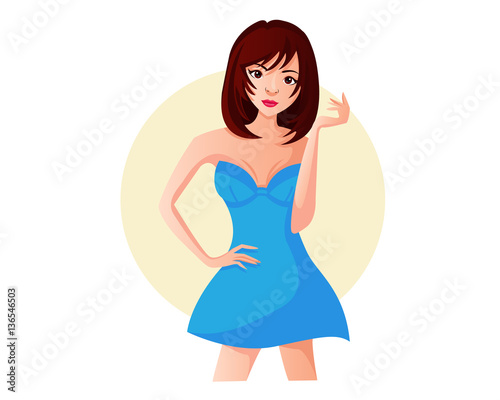 Modern Urban Sensual Fashionable Nightclub Girl Illustration