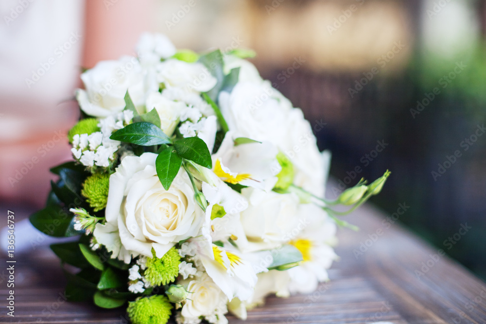 Wedding bouquet of white roses. Concept background. Wedding bouquet of white roses. Concept background.