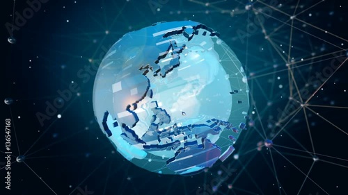 Abstract High Tech Spinning Earth Animation. Seamless Loop. 