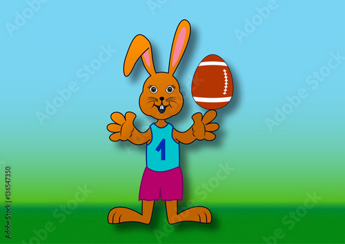 Easter Bunny with a football ball shaped egg