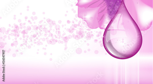 Orchid flower fragrance background. Ads template, droplet mock up isolated on...