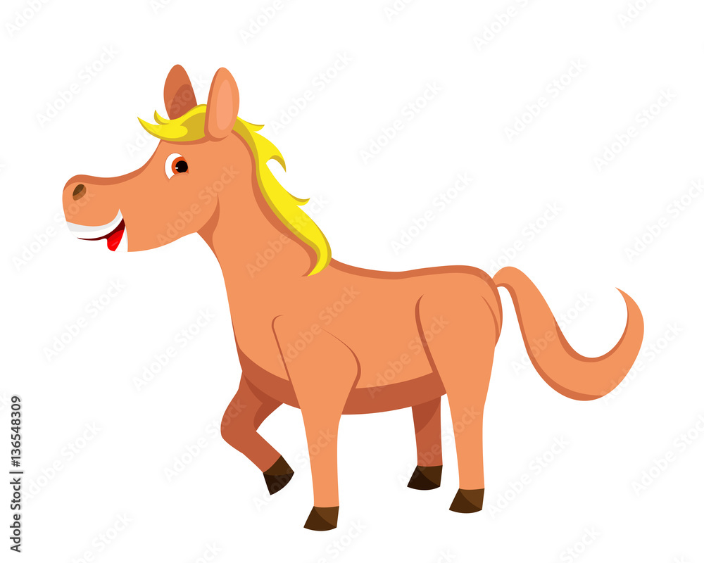 Cute Flat Animal Character Logo - Horse