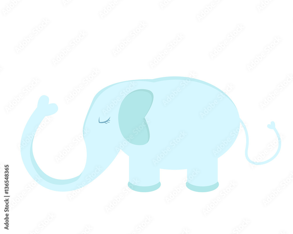 Cute Flat Animal Character Logo - Elephant