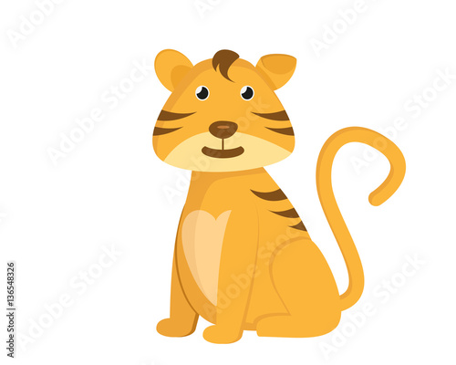 Fototapeta Naklejka Na Ścianę i Meble -  Cute Flat Animal Character Logo - Tiger