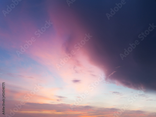The sky in pink - purple colors. Beautiful bright sky in Thailand, Asia