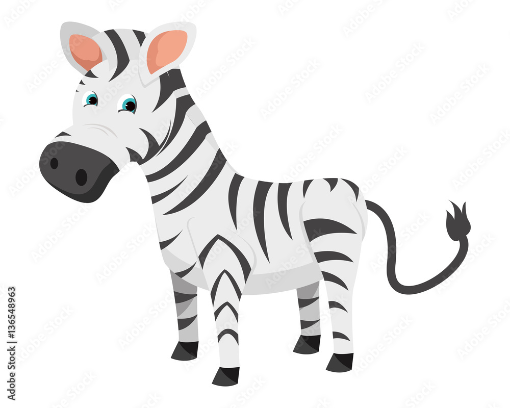 Fototapeta premium Cute Flat Animal Character Logo - Zebra