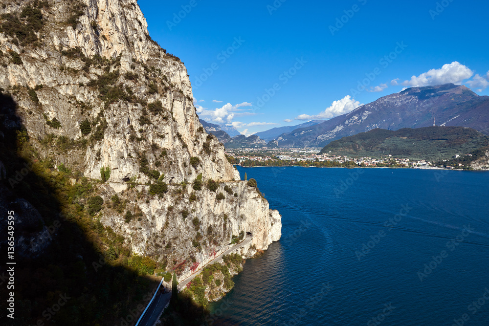 Obraz premium Beautiful landscape. View of Lake Garda, Riva del Garda,Italy. Popular destinations for travel in Europe.