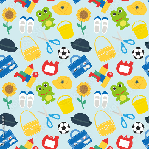 通学・通園グッズのシームレスパターン背景素材