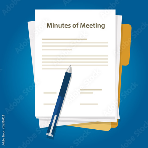 Minutes of meeting document paper write pen about summary of communication in office