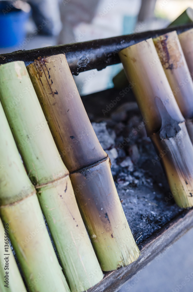 glutinous rice roasted in bamboo joints glutinous rice roasted in bamboo joints