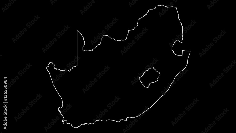 South Africa map outline animation Stock Video | Adobe Stock