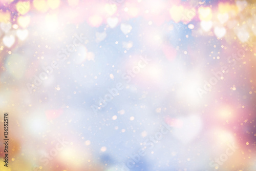 Holiday abstract pastel glowing blurred background blur, bokeh. Valentine Hearts.