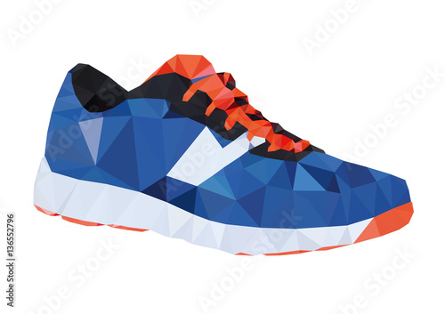 trendy blue sneakers through running