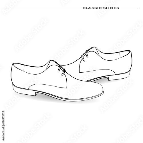 classic male shoes on colored background, vector, illustration,