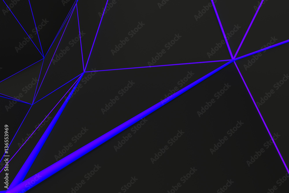 Dark low poly displaced surface with glowing connecting lines Dark low poly displaced surface with glowing connecting lines