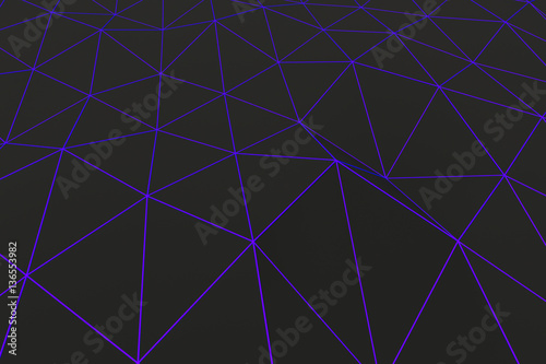 Dark low poly displaced surface with glowing connecting lines