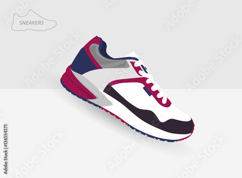 colored sneaker for training on grey background