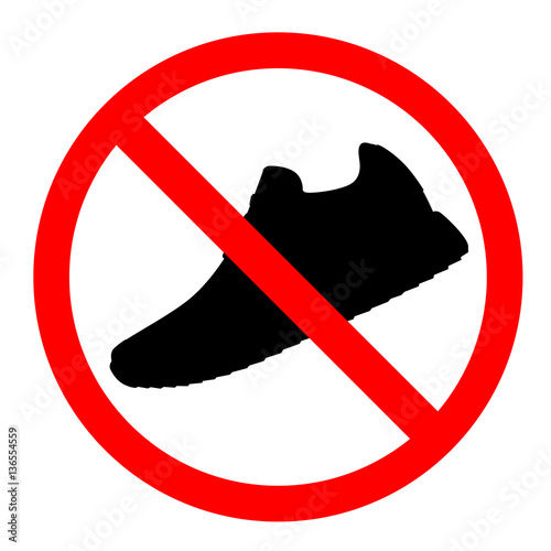 No shoes prohibition sign icon, vector, illustration