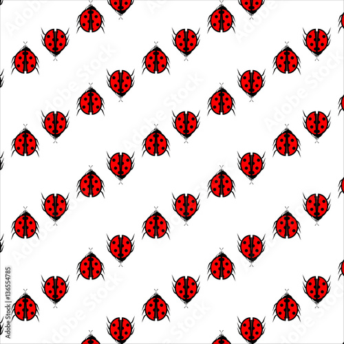 Ladybug vector seamless pattern. Endless texture can be used for wallpaper,printing on fabric, paper, scrapbooking.
