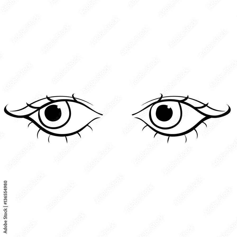 Eyes young female silhouette look left. illustration Eyes young female silhouette look left. illustration