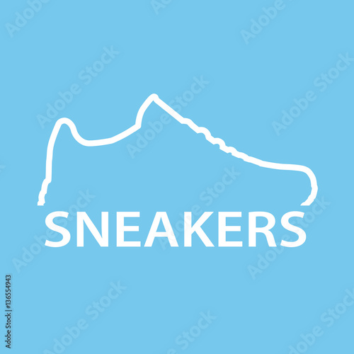 logo of stylish sneaker for training on blue background