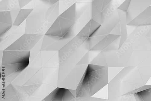 Fototapeta Naklejka Na Ścianę i Meble -  Bright low poly displaced surface with glowing connecting lines