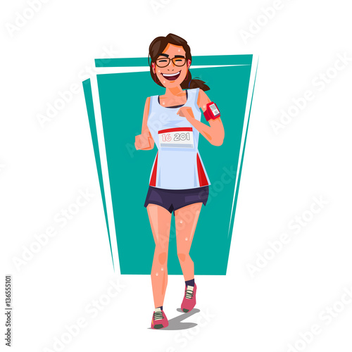 Runner Girl. character design. sport concept - vector illustrati