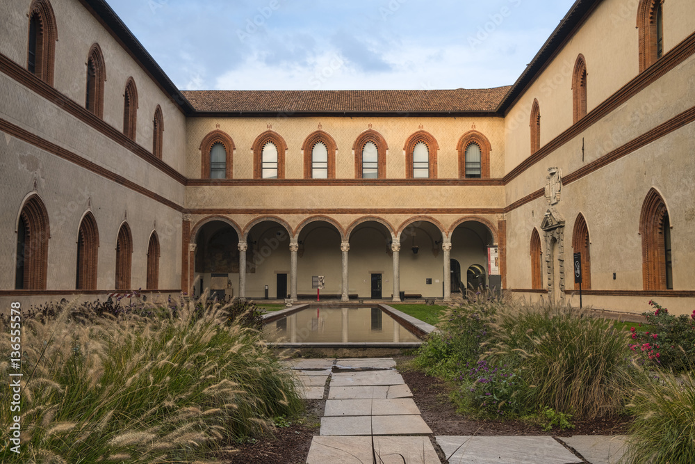 Milan (Italy): the castle a courtyard