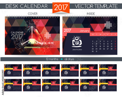 Calendar 2017. Vector Templates all months.