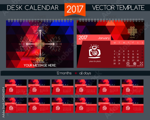 Calendar 2017. Vector Templates all months.