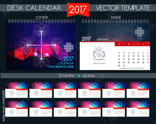 Calendar 2017. Vector Templates all months.