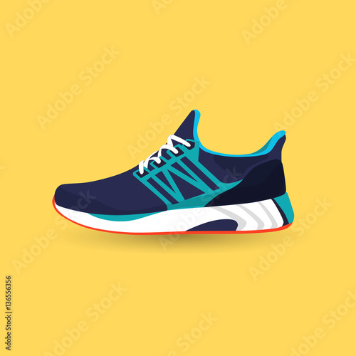 Stylish sneaker for running on yellow  background