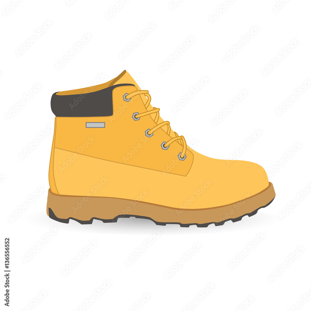 fashionable male beige boot on white background, vector, illustration,