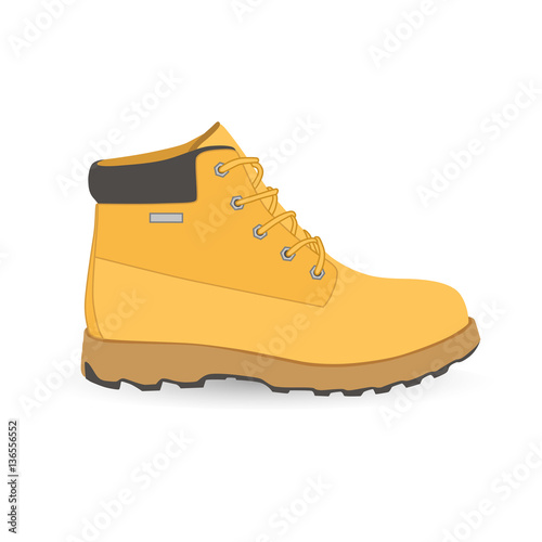 fashionable male beige boot on white background, vector, illustration,