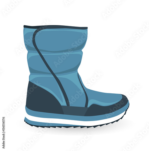 blue winter snow boot isolated on white background, vector, illustration,