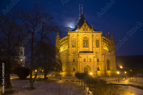 St Barbara cathedral in night