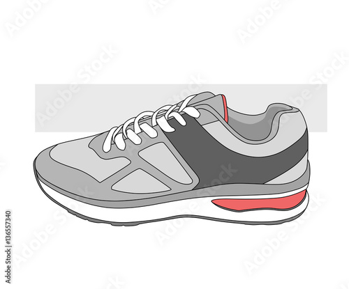 Stylish grey sneaker for training on white background