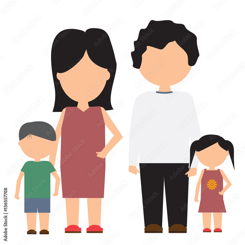 Happy family vector icon with flat and solid color design. Happy family vector icon with flat and solid color design.
