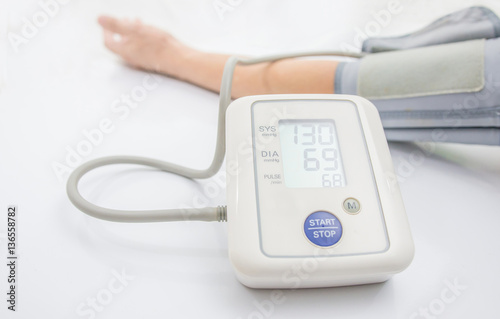 automatic blood pressure monitor On a white background