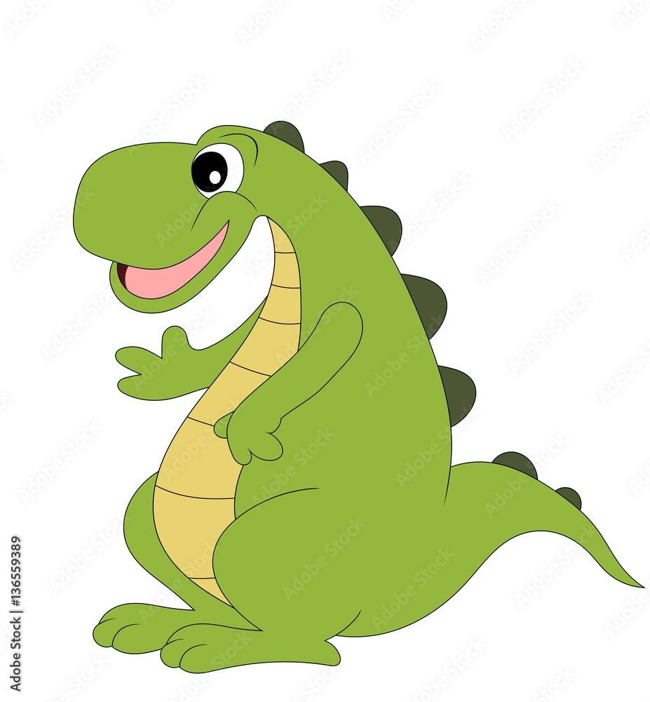 Naklejka premium Cute cartoon dinosaur isolated on white