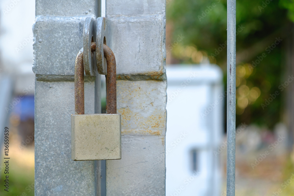 Closed metal lock door security protection padlock. Closed metal lock door security protection padlock.
